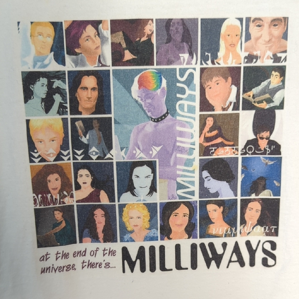 Milliways Unisex XL Graphic T-Shirt Hanes White "at the end of the universe"